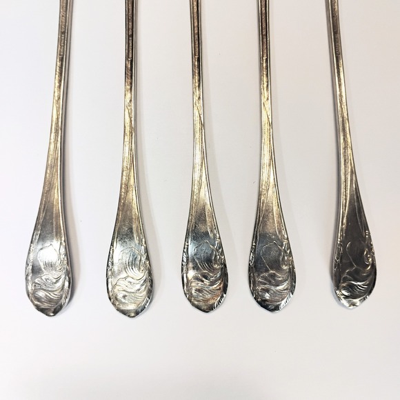 FLOWER FLEUR DE LUCE COMMUNITY ONEIDA‎ SET OF 5 SEAFOOD COCKTAIL FORKS - Picture 6 of 8